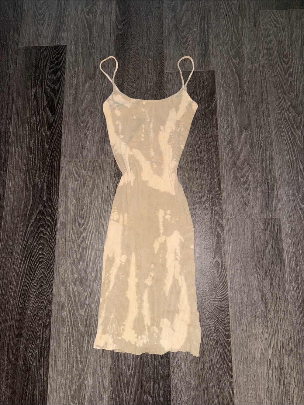Fashion Nova Beige Tie-Dye Midi Slip Dress